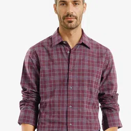 RARE RABBIT Men Comfort Spread Collar Tartan Checked Cotton Casual Shirt-image-79