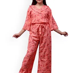 FELLAMO Girls Printed V-Neck Top with Flared Palazzos Clothing Set-image-35