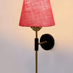 Devansh Pink Metal Traditional Frustum Shaped Wall Lamp-1