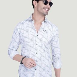 ALMATY Dorian Comfort Geometric Printed Slim Fit Cotton Shirt-image-83