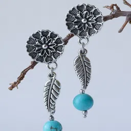 Shrim jewels Artificial Beads Beaded Oxidised Floral Drop Earrings-picture-32