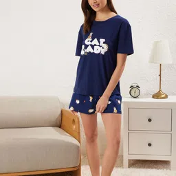 Trendyol Printed Pure Cotton Night suit-image-40