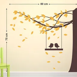 LANSTICK Black & Yellow Tree With Birds Self-Adhesive Wall Sticker-image-10