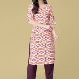 7Threads Selection Of 6 Ethnic Motifs Printed Round Neck Straight Kurta-image-40