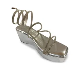 Sana K Luxurious Footwear Women Embellished Wedge Gladiators-image-21