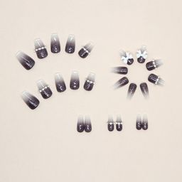 The Pink Truck Set Of 24 Artificial Reusable Nails With Glue - Violet With Cream Bow-70
