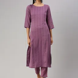KALINI Women Striped Regular Sequinned Kurta with Trousers-picture-46