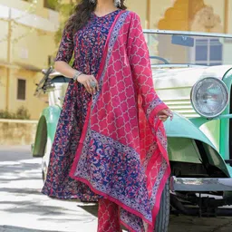 Wedani Women Ethnic Motifs Printed Anarkali Kurta with Churidar & Dupatta-picture-16