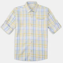 CAVIO Boys Comfort Relaxed Fit Tartan Checked Opaque Cotton Casual Shirt-image-83