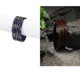 SOMIL Set of 24 Blue Alloy Artificial Stones & Beads Bangles-image-43