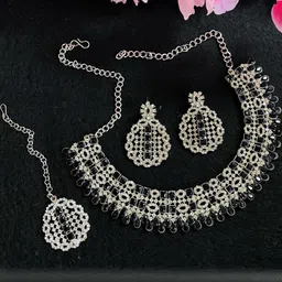 VATSALYA creation Rhodium-Plated Artificial Stones Alloy Jewellery Set-image-60