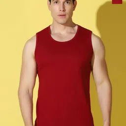 WOOSTRO Pack Of 2 Printed Super Combed Cotton Gym Vests VWS26(98 MAROON)(PLAIN MAROON)-image-75