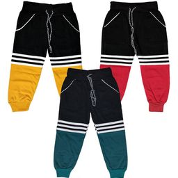 AMNOUR Infants Pack Of 3 Cotton Joggers-21