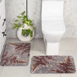 Saral Home 2-Pcs Brown & Grey 3000 GSM Printed Anti- Skid Bath Rugs-8