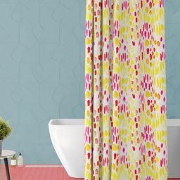 ArtzFolio Yellow & Pink Printed Waterproof Shower Curtain-image-15