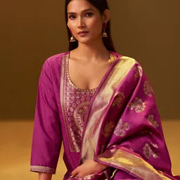 DRESOUL Women Embroidered Regular Kurta with Trousers & Dupatta-picture-7