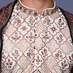KALPRAAG Embroidered Mandarin Collar Straight Thread Work Kurta With Patiala And Dupatta-image-89