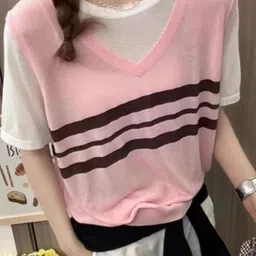 KPOP Women Pure Cotton StripedTop-image-47