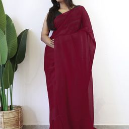 Anouk Rustic Striped Poly Georgette Ready to Wear Saree image 5
