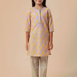 Sangria Girls Printed Pure Cotton Kurta Trousers Set-image-108