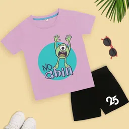 YK Disney Boys Printed Round Neck Pure Cotton T-shirt With Shorts-image-85