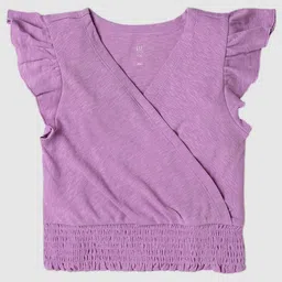 GAP Girls Ribbed Flutter Sleeves Cotton Wrap Top-7