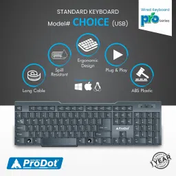 PRODOT Maestic Basket Standard Wired USB Keyboard - KB 207s with Rupee Font Key Wired USB Standard Multi-device Keyboard Compatible with Desktop, Laptop, Mac stand support,KB-207S Standard Wired USB Keyboard image 3