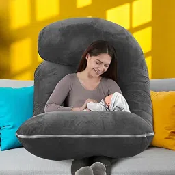 J Shaped Microfibre Solid Pregnancy Pillow Pack of 1-image-62