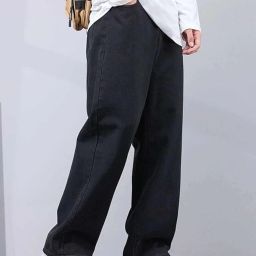 Men Loose Fit Mid Rise Black Jeans-image-29