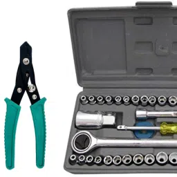 3-in-1-Socket Set Garden Pruner Wire Stripper Power & Hand Tool Kit-20