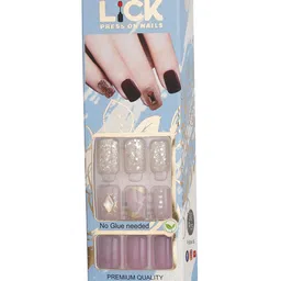 LICK 12 Pieces Square Artificial Reusable Press On Nails With Application Kit - Maroon image 2