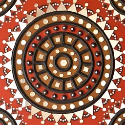 Peepul Tree Red & Black Mirror Work Clay Wall Hanging image 5