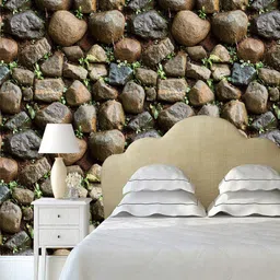 Jaamso Royals Brown & Green Stone Brick Wall Paper-image-32