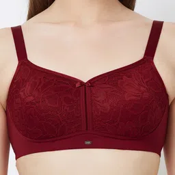 Soie Maroon Lace Non-Wired Non Padded full coverage Everyday Bra FB-705 image 4