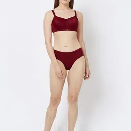 Soie Maroon Lace Non-Wired Non Padded full coverage Everyday Bra FB-705 image 5