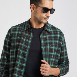 THE BEAR HOUSE Slim Fit Tartan Checked Pure Cotton Casual Shirt-image-98