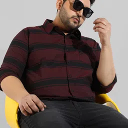 Instafab Plus Men Plus Size Horizontal Stripes Casual Cotton Shirt-image-23