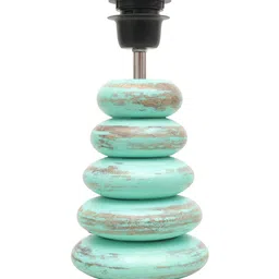 Homesake Algae Red & Blue Pebble & Wooden Printed Table Lamp With LED Bulb image 5