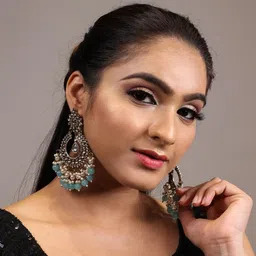 Cierra Gold Plated Pearl Contemporary Chandbalis image 2