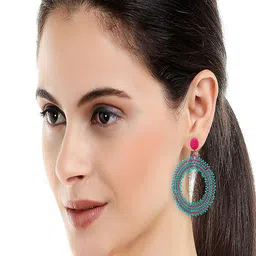 UNIVERSITY TRENDZ Gold Plated Artificial Beads Circular Drop Earrings image 2