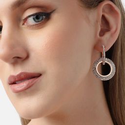 SOHI Gold-Plated Contemporary Drop Earrings-image-44