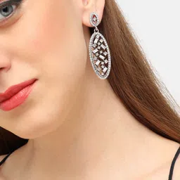SOHI Silver-Plated Contemporary Drop Earrings image 5