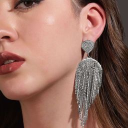 Rubans Voguish Silver-Plated Contemporary Jhumkas Earrings-40