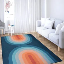PRESTO Blue & Orange Abstract Print Anti Skid Carpet-3