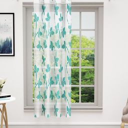 Bedspun Cosmo Teal & White Floral Sheer Window Curtain-image-29