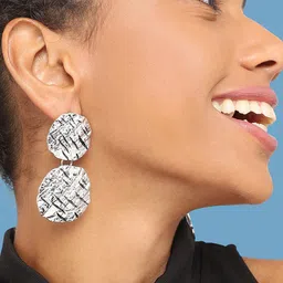 SOHI Women Silver-Plated Contemporary Drop Earrings-25