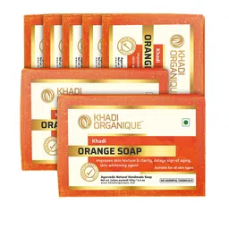 Khadi Organique Set of 7 Orange Handmade Soap with Essential Oils 125 g (Each)-image-80