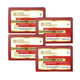 Khadi Organique Set of 4 Strawberry Handmade Soap with Essential Oils 125 g (Each)-72
