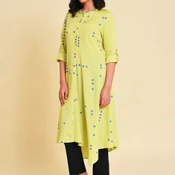 W Geometric Printed Asymmetric A-Line Kurta with Trousers image 5