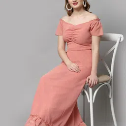 aayu Off-Shoulder Flutter Sleeve Georgette Maxi Dress image 5